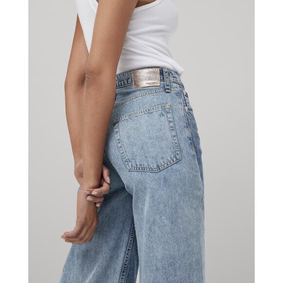 rag & bone Sophie Wide Leg Two Tone High Rise Rigid Jeans Raw Hem 27 - Picture 3 of 11